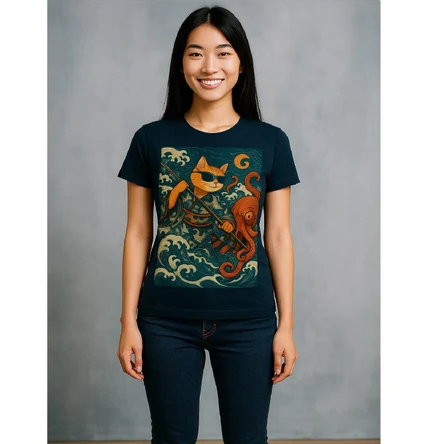 Футболка «Naminori Neko» — Кайто борется с осьминогом